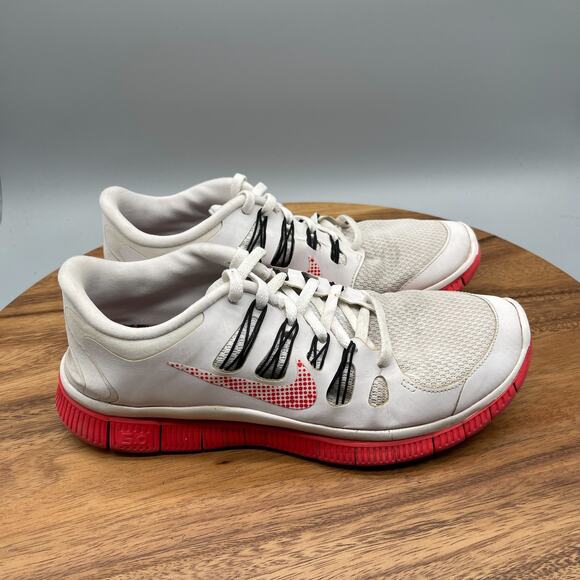 Nike Free 5.0 Shoes Womens Size 9 White Red Running Comfort Walking Gym Sneakers - Picture 1 of 8